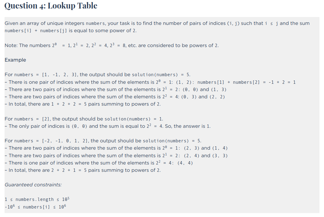 CodeSignal - Lookup Tables