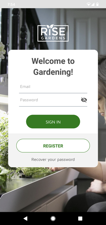 Rise Garden App login