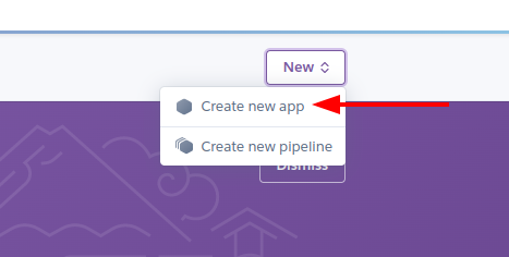 Create new heroku app - New / Create new app