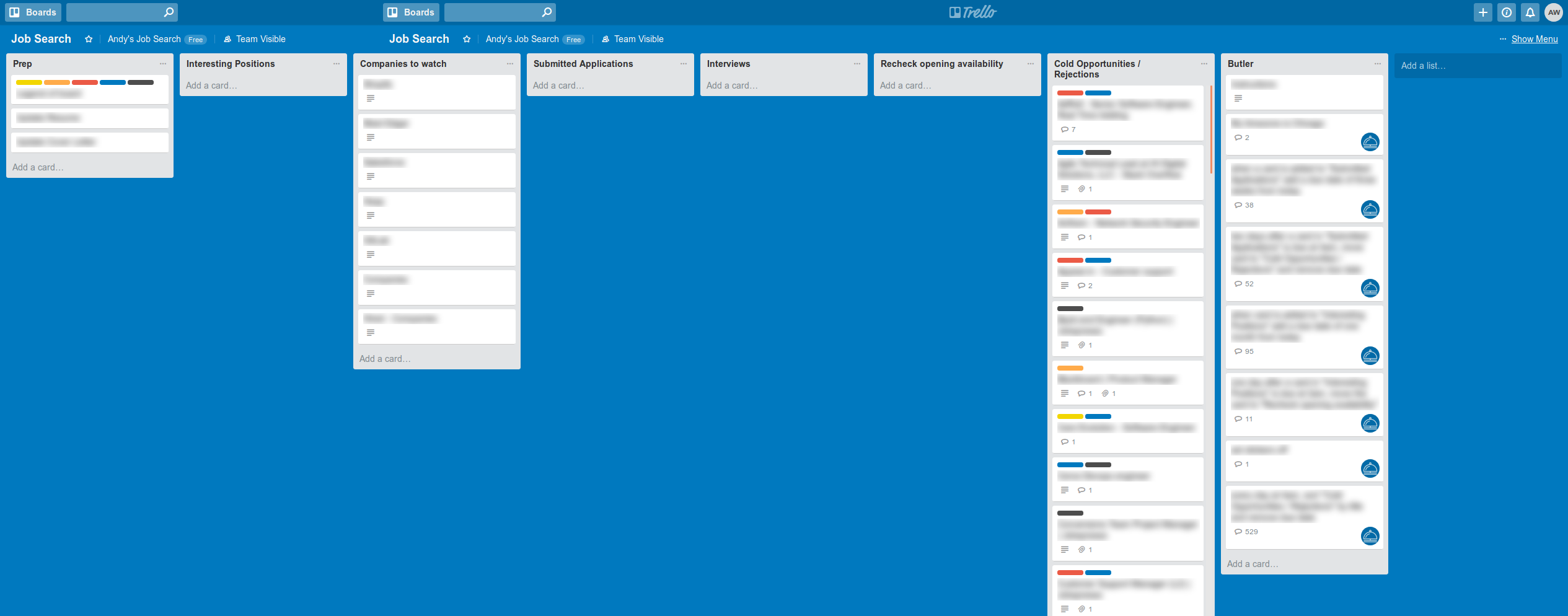 Trello Job Search Board